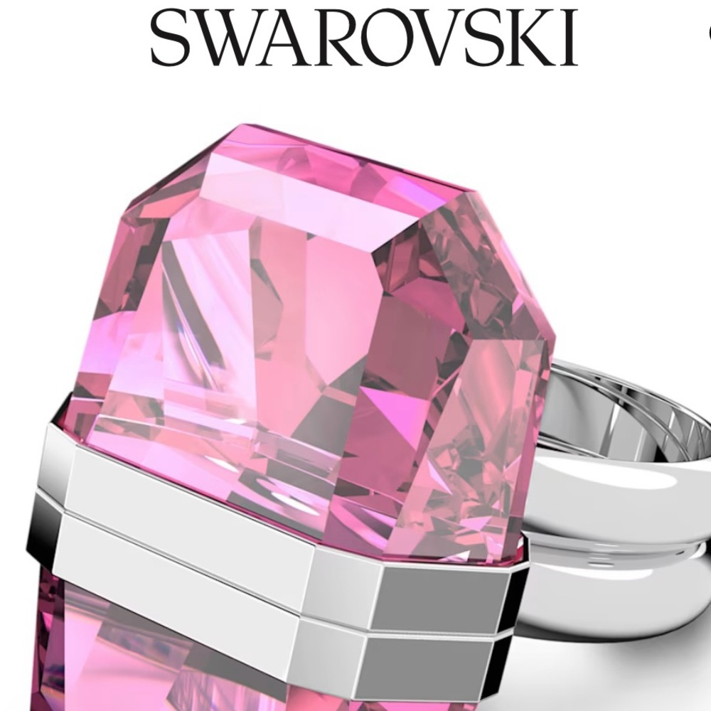 Lucent ring Magnetic closure, Pink, Rhodium plated- size 60 ≈ US ring size 9
